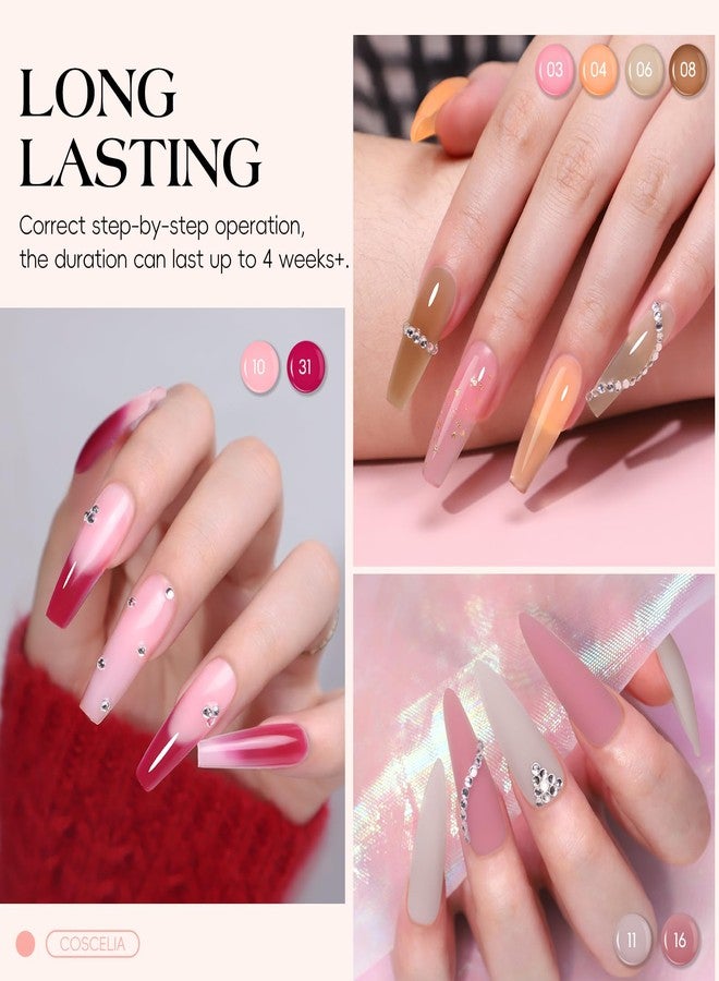 COSCELIA 50PC Poly Nail Gel Kit Starter Kit with Drill and Lamp 15 Colors 16ML Nail Extension Gel for Beginners All Season Nail Decorations Professional Poly Extension Kit Gifts for Women - Image 3